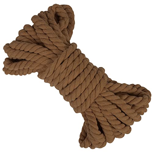 LEREATI Makramee Garn 10mm x 10m Baumwollseil Dicke Baumwollkordel Baumwollgarn, Macrame Cord Geflochten für DIY Handwerk, Basteln, Makramee Wandbehang, Vorhang, Hängepflanze (Braun) von LEREATI