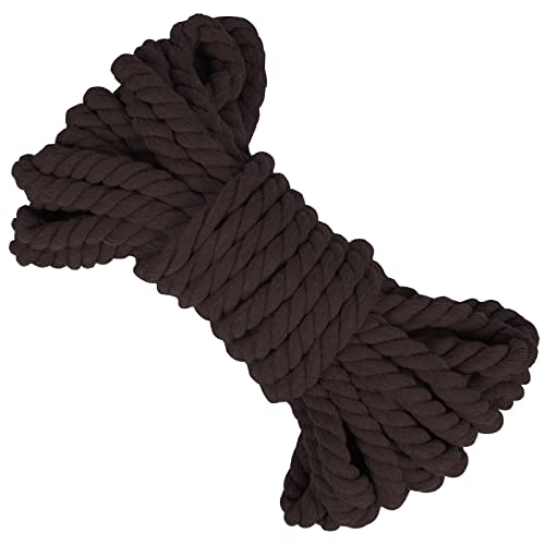 LEREATI Makramee Garn 10mm x 10m Baumwollseil Dicke Baumwollkordel Baumwollgarn, Macrame Cord Geflochten für DIY Handwerk, Basteln, Makramee Wandbehang, Vorhang, Hängepflanze (Dunkelbraun) von LEREATI