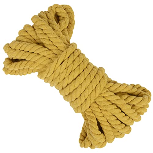 LEREATI Makramee Garn 10mm x 10m Baumwollseil Dicke Baumwollkordel Baumwollgarn, Macrame Cord Geflochten für DIY Handwerk, Basteln, Makramee Wandbehang, Vorhang, Hängepflanze (Gelb) von LEREATI