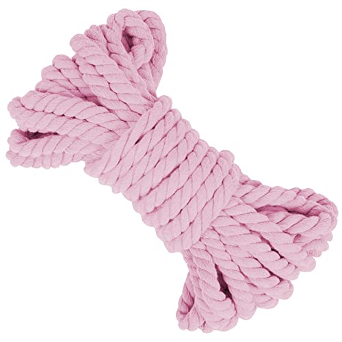 LEREATI Makramee Garn 10mm x 10m Baumwollseil Dicke Baumwollkordel Baumwollgarn, Macrame Cord Geflochten für DIY Handwerk, Basteln, Makramee Wandbehang, Vorhang, Hängepflanze (Rosa) von LEREATI