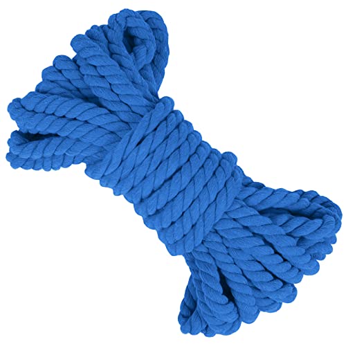 LEREATI Makramee Garn 10mm x 10m Baumwollseil Dicke Baumwollkordel Baumwollgarn, Macrame Cord Geflochten für DIY Handwerk, Basteln, Makramee Wandbehang, Vorhang, Hängepflanze (Seeblau) von LEREATI