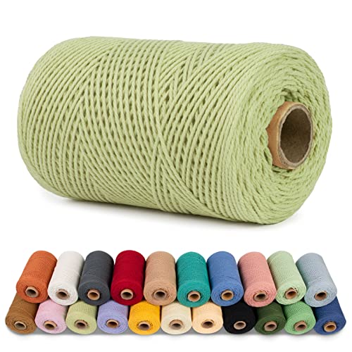 LEREATI Makramee Garn 1mm x 200m Baumwollgarn Baumwollkordel Baumwollseil Baumwollschnur, Macrame Cord 1mm for Makramee und DIY Basteln, Traumfänger, Garten, Hochzeit Dekorationen (Bohnengrün) von LEREATI