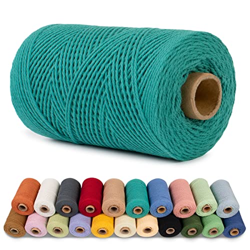 LEREATI Makramee Garn 1mm x 200m Baumwollgarn Baumwollkordel Baumwollseil Baumwollschnur, Macrame Cord 1mm for Makramee und DIY Basteln, Traumfänger, Garten, Hochzeit Dekorationen (Cyan) von LEREATI