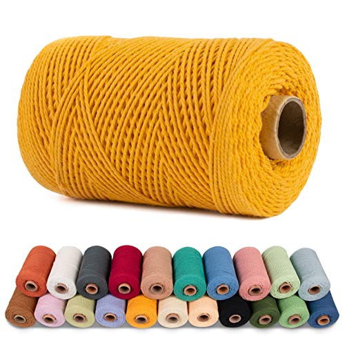 LEREATI Makramee Garn 1mm x 200m Baumwollgarn Baumwollkordel Baumwollseil Baumwollschnur, Macrame Cord 1mm for Makramee und DIY Basteln, Traumfänger, Garten, Hochzeit Dekorationen (Gold) von LEREATI