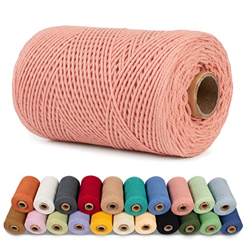 LEREATI Makramee Garn 1mm x 200m Baumwollgarn Baumwollkordel Baumwollseil Baumwollschnur, Macrame Cord 1mm for Makramee und DIY Basteln, Traumfänger, Garten, Hochzeit Dekorationen (Hautrosa) von LEREATI