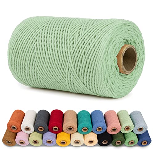 LEREATI Makramee Garn 1mm x 200m Baumwollgarn Baumwollkordel Baumwollseil Baumwollschnur, Macrame Cord 1mm for Makramee und DIY Basteln, Traumfänger, Garten, Hochzeit Dekorationen (Hellgrün) von LEREATI