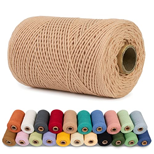 LEREATI Makramee Garn 1mm x 200m Baumwollgarn Baumwollkordel Baumwollseil Baumwollschnur, Macrame Cord 1mm for Makramee und DIY Basteln, Traumfänger, Garten, Hochzeit Dekorationen (Kaffee) von LEREATI