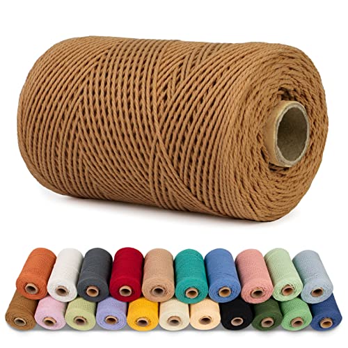 LEREATI Makramee Garn 1mm x 200m Baumwollgarn Baumwollkordel Baumwollseil Baumwollschnur, Macrame Cord 1mm for Makramee und DIY Basteln, Traumfänger, Garten, Hochzeit Dekorationen (Karamell) von LEREATI