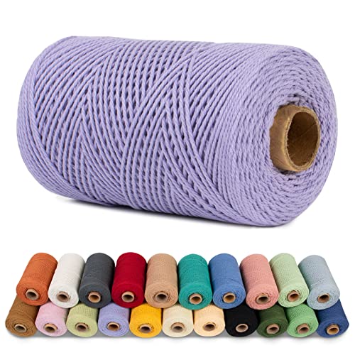 LEREATI Makramee Garn 1mm x 200m Baumwollgarn Baumwollkordel Baumwollseil Baumwollschnur, Macrame Cord 1mm for Makramee und DIY Basteln, Traumfänger, Garten, Hochzeit Dekorationen (Lila) von LEREATI