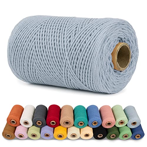 LEREATI Makramee Garn 1mm x 200m Baumwollgarn Baumwollkordel Baumwollseil Baumwollschnur, Macrame Cord 1mm for Makramee und DIY Basteln, Traumfänger, Garten, Hochzeit Dekorationen (Weißgrau) von LEREATI