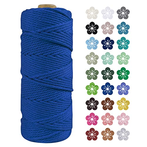 LEREATI Makramee Garn 2mm x 100m Baumwollkordel Natur Baumwollseil Farbig Baumwollgarn, Macrame Cord 2mm für DIY Geflochten, Makramee Deko, Hängepflanze, Wandbehang, Vorhang (Marineblau) von LEREATI