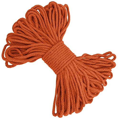 LEREATI Makramee Garn 5mm x 20m, Baumwollgarn Makramee-Schnur Farbig Baumwollkordel, Dicke Baumwollseil für Makramee Wandbehang, Hängepflanze, Traumfänger, Hochzeitsbogen (Orange) von LEREATI