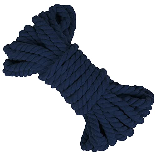 LEREATI Makramee Garn 8mm x 10m Baumwollseil Dicke Baumwollkordel Baumwollgarn, Macrame Cord Geflochten für DIY Handwerk, Basteln, Makramee Wandbehang, Vorhang, Hängepflanze (Marineblau) von LEREATI