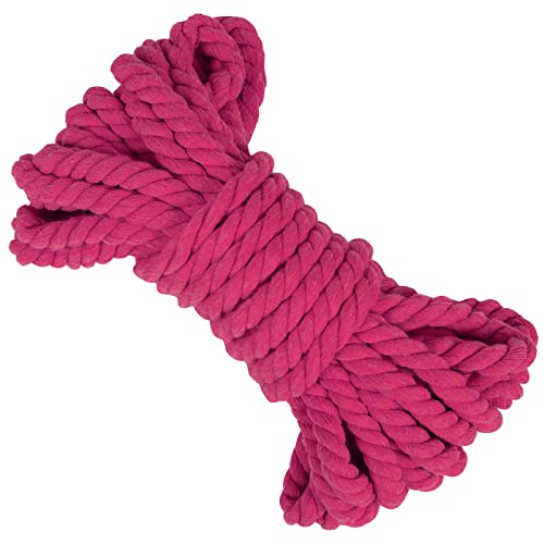 LEREATI Makramee Garn 8mm x 10m Baumwollseil Dicke Baumwollkordel Baumwollgarn, Macrame Cord Geflochten für DIY Handwerk, Basteln, Makramee Wandbehang, Vorhang, Hängepflanze (Rosenrot) von LEREATI