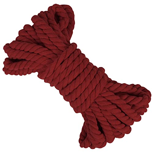 LEREATI Makramee Garn 8mm x 10m Baumwollseil Dicke Baumwollkordel Baumwollgarn, Macrame Cord Geflochten für DIY Handwerk, Basteln, Makramee Wandbehang, Vorhang, Hängepflanze (Weinrot) von LEREATI