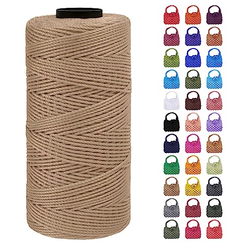 LEREATI Makramee Garn Geflochten 1.5mm x 200m Bunt Schnur für Armbänder Faden Zum Perlen Auffädeln, Macrame Cord 1.5mm für Basteln, Knüpfen, Dekoration, Borsa Crossbody (Dunkel-Khaki) von LEREATI