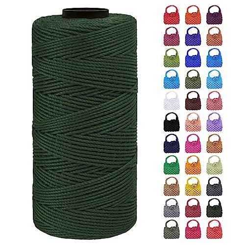 LEREATI Makramee Garn Geflochten 1.5mm x 200m Bunt Schnur für Armbänder Faden Zum Perlen Auffädeln, Macrame Cord 1.5mm für Basteln, Knüpfen, Dekoration, Borsa Crossbody (Dunkelgrün) von LEREATI