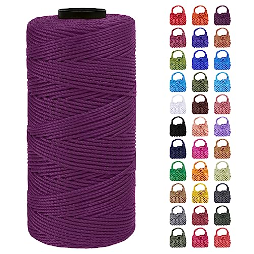 LEREATI Makramee Garn Geflochten 1.5mm x 200m Bunt Schnur für Armbänder Faden Zum Perlen Auffädeln, Macrame Cord 1.5mm für Basteln, Knüpfen, Dekoration, Borsa Crossbody (Dunkles Hautrosa) von LEREATI