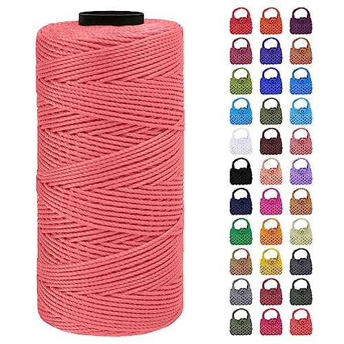 LEREATI Makramee Garn Geflochten 1.5mm x 200m Bunt Schnur für Armbänder Faden Zum Perlen Auffädeln, Macrame Cord 1.5mm für Basteln, Knüpfen, Dekoration, Borsa Crossbody (Fleischrosa) von LEREATI