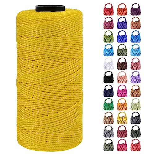 LEREATI Makramee Garn Geflochten 1.5mm x 200m Bunt Schnur für Armbänder Faden Zum Perlen Auffädeln, Macrame Cord 1.5mm für Basteln, Knüpfen, Dekoration, Borsa Crossbody (Gelb) von LEREATI