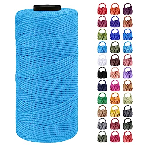 LEREATI Makramee Garn Geflochten 1.5mm x 200m Bunt Schnur für Armbänder Faden Zum Perlen Auffädeln, Macrame Cord 1.5mm für Basteln, Knüpfen, Dekoration, Borsa Crossbody (Himmelblau) von LEREATI