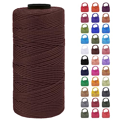 LEREATI Makramee Garn Geflochten 1.5mm x 200m Bunt Schnur für Armbänder Faden Zum Perlen Auffädeln, Macrame Cord 1.5mm für Basteln, Knüpfen, Dekoration, Borsa Crossbody (Kaffee) von LEREATI