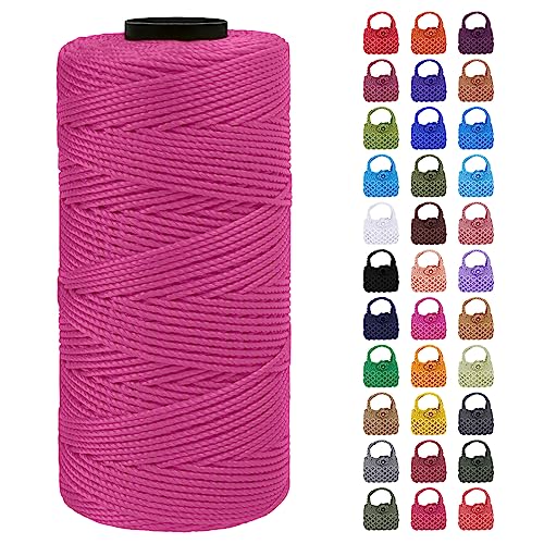 LEREATI Makramee Garn Geflochten 1.5mm x 200m Bunt Schnur für Armbänder Faden Zum Perlen Auffädeln, Macrame Cord 1.5mm für Basteln, Knüpfen, Dekoration, Borsa Crossbody (Rosenrosa) von LEREATI