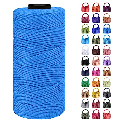 LEREATI Makramee Garn Geflochten 1.5mm x 200m Bunt Schnur für Armbänder Faden Zum Perlen Auffädeln, Macrame Cord 1.5mm für Basteln, Knüpfen, Dekoration, Borsa Crossbody (Seeblau) von LEREATI