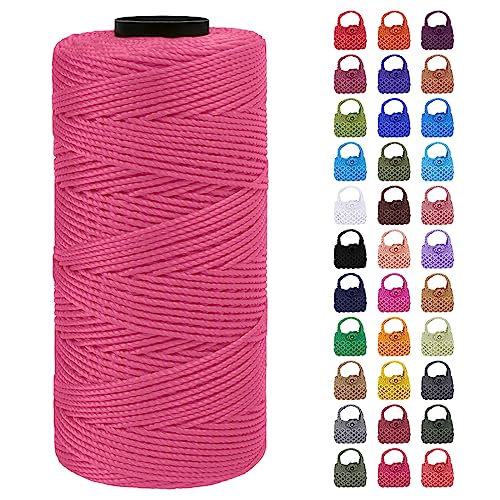 LEREATI Makramee Garn Geflochten 1.5mm x 200m Bunt Schnur für Armbänder Faden Zum Perlen Auffädeln, Macrame Cord 1.5mm für Basteln, Knüpfen, Dekoration, Borsa Crossbody (Sonnenuntergangsrosa) von LEREATI