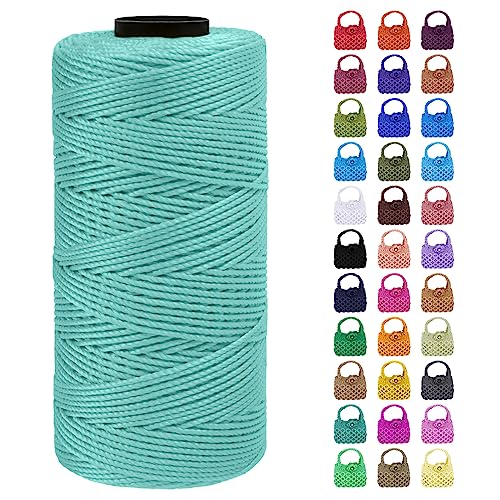 LEREATI Makramee Garn Geflochten 1.5mm x 200m Bunt Schnur für Armbänder Faden Zum Perlen Auffädeln, Macrame Cord 1.5mm für Basteln, Knüpfen, Dekoration, Borsa Crossbody (Tiefes Aquagrün) von LEREATI