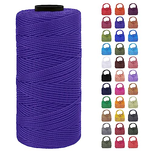 LEREATI Makramee Garn Geflochten 1.5mm x 200m Bunt Schnur für Armbänder Faden Zum Perlen Auffädeln, Macrame Cord 1.5mm für Basteln, Knüpfen, Dekoration, Borsa Crossbody (Tiefes Violett) von LEREATI