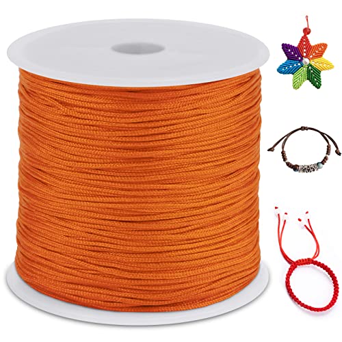 LEREATI Nylonschnur 0.8mm x 100m Nylonfaden Nylon Perlenschnur Satinkordel, Makramee Schnur Nylonschnur für Armbänder Perlen Auffädeln Halskette Schmuckherstellung DIY Handwerk (Orange) von LEREATI