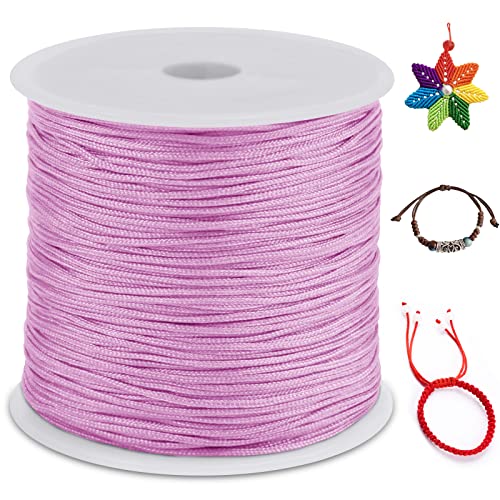 LEREATI Nylonschnur 0.8mm x 100m Nylonfaden Nylon Perlenschnur Satinkordel, Makramee Schnur Nylonschnur für Armbänder Perlen Auffädeln Halskette Schmuckherstellung DIY Handwerk (Rosa) von LEREATI