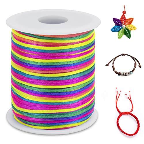 LEREATI Nylonschnur 2mm x 100m Nylonfaden Nylon Perlenschnur Satinkordel, Makramee Schnur Nylonschnur für Armbänder Perlen Auffädeln Halskette Schmuckherstellung DIY Handwerk (Farbe) von LEREATI