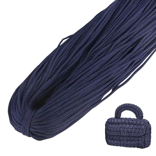 LEREATI Polyester Garn, Makramee Garn 3mm x 200m Polyester-Seil Polypropylen-Kordel Makramee Schnur Geflochten für Handtasche, Häkeltasche, Strickwaren, Wohndekorationen (Dunkelblau) von LEREATI