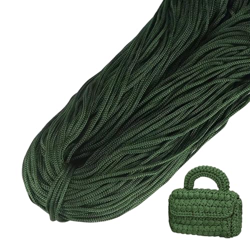 LEREATI Polyester Garn, Makramee Garn 3mm x 200m Polyester-Seil Polypropylen-Kordel Makramee Schnur Geflochten für Handtasche, Häkeltasche, Strickwaren, Wohndekorationen (Dunkelgrün) von LEREATI