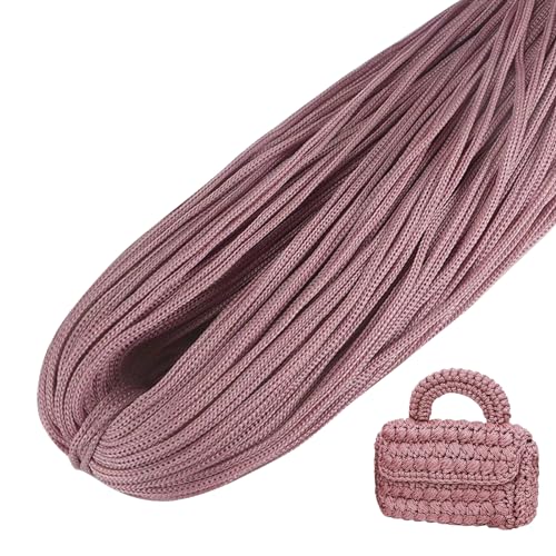 LEREATI Polyester Garn, Makramee Garn 3mm x 200m Polyester-Seil Polypropylen-Kordel Makramee Schnur Geflochten für Handtasche, Häkeltasche, Strickwaren, Wohndekorationen (Fleischrosa) von LEREATI