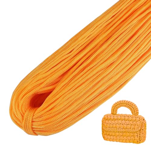 LEREATI Polyester Garn, Makramee Garn 3mm x 200m Polyester-Seil Polypropylen-Kordel Makramee Schnur Geflochten für Handtasche, Häkeltasche, Strickwaren, Wohndekorationen (Golden) von LEREATI