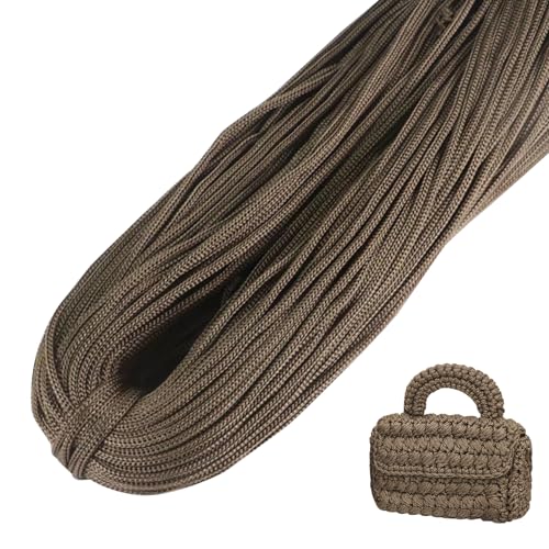 LEREATI Polyester Garn, Makramee Garn 3mm x 200m Polyester-Seil Polypropylen-Kordel Makramee Schnur Geflochten für Handtasche, Häkeltasche, Strickwaren, Wohndekorationen (Grauer Kaffee) von LEREATI