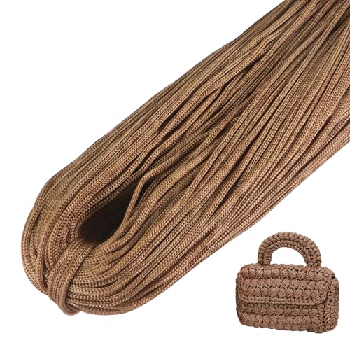 LEREATI Polyester Garn, Makramee Garn 3mm x 200m Polyester-Seil Polypropylen-Kordel Makramee Schnur Geflochten für Handtasche, Häkeltasche, Strickwaren, Wohndekorationen (Helles Khaki) von LEREATI