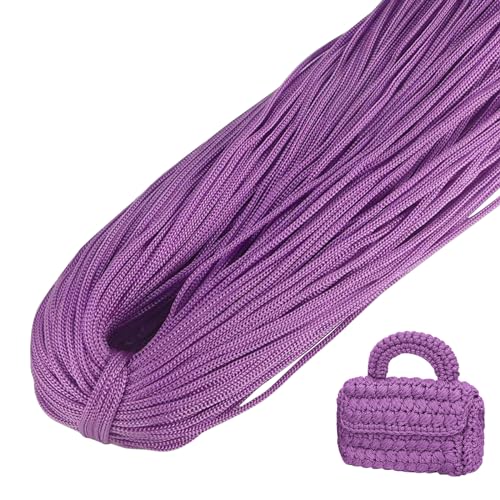 LEREATI Polyester Garn, Makramee Garn 3mm x 200m Polyester-Seil Polypropylen-Kordel Makramee Schnur Geflochten für Handtasche, Häkeltasche, Strickwaren, Wohndekorationen (Hellviolett) von LEREATI