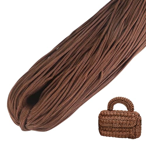 LEREATI Polyester Garn, Makramee Garn 3mm x 200m Polyester-Seil Polypropylen-Kordel Makramee Schnur Geflochten für Handtasche, Häkeltasche, Strickwaren, Wohndekorationen (Karamell) von LEREATI