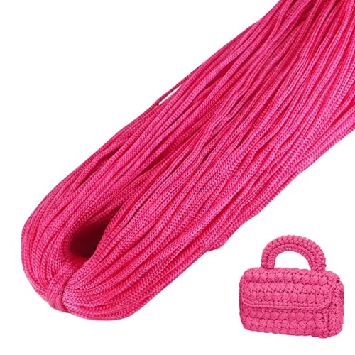 LEREATI Polyester Garn, Makramee Garn 3mm x 200m Polyester-Seil Polypropylen-Kordel Makramee Schnur Geflochten für Handtasche, Häkeltasche, Strickwaren, Wohndekorationen (Rosenrot) von LEREATI