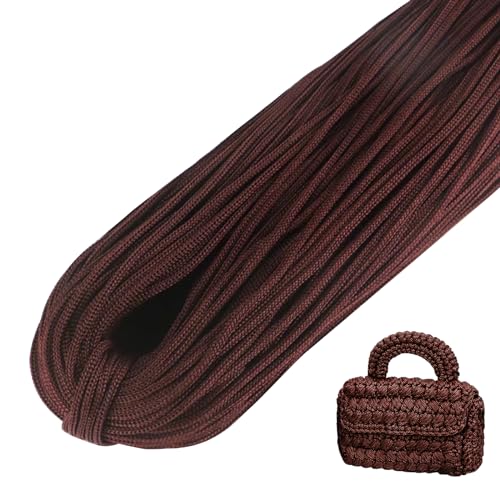 LEREATI Polyester Garn, Makramee Garn 3mm x 200m Polyester-Seil Polypropylen-Kordel Makramee Schnur Geflochten für Handtasche, Häkeltasche, Strickwaren, Wohndekorationen (Rotbraun) von LEREATI