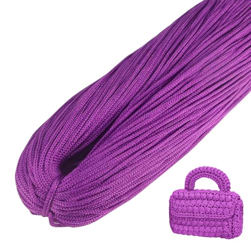 LEREATI Polyester Garn, Makramee Garn 3mm x 200m Polyester-Seil Polypropylen-Kordel Makramee Schnur Geflochten für Handtasche, Häkeltasche, Strickwaren, Wohndekorationen (Tiefes Violett) von LEREATI