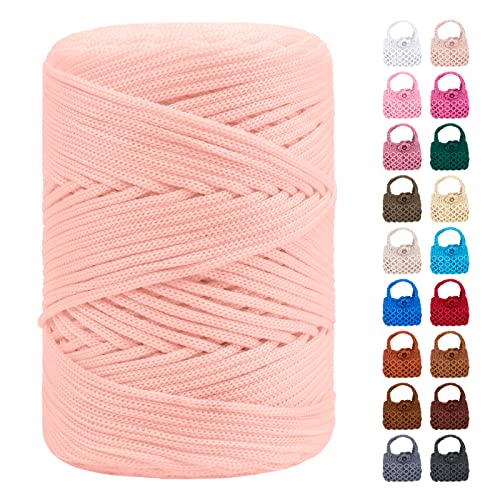 LEREATI Polyester Garn 3mm x 170m, Makramee Garn 3mm Geflochten Makramee Schnur Bunt, Macrame Cord 3mm Farbig für Geschenk, Häkeltasche, Umhängetasche, Platzteller, Wohndekorationen(Chrysantheme Rosa) von LEREATI