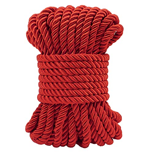 LEREATI Rot Polyester Kordel 7mm x 11m, 3-lagige Weiches Bastelseil Satin-Kordel-Besatz Dekorative gedrehte Makramee Schnur für DIY Handwerk Vorhang Krawatte Ehre Cord Geschenk Taschen von LEREATI