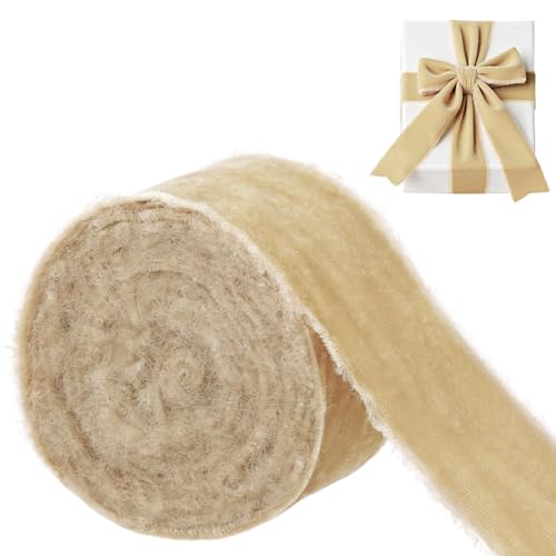 LEREATI Samt Geschenkband Aprikose Chiffonband 5cm x 5.5m Samtband Breit Vintage Stoffband, Samt Schleifenband für Schleifen, Geburtstag, Geschenk, Hochzeitsdekoration von LEREATI