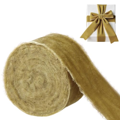 LEREATI Samt Geschenkband Beige Chiffonband 5cm x 5.5m Samtband Breit Vintage Stoffband, Samt Schleifenband für Schleifen, Geburtstag, Geschenk, Hochzeitsdekoration von LEREATI