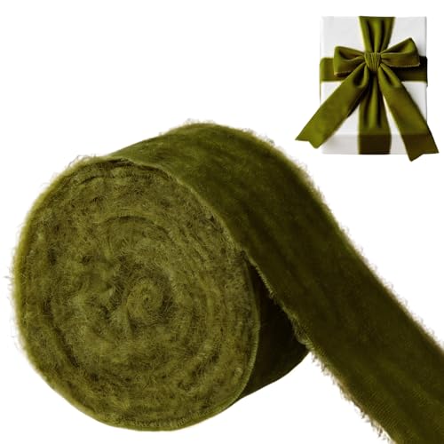 LEREATI Samt Geschenkband Grasgrün Chiffonband 4cm x 5.5m Samtband Breit Vintage Stoffband, Samt Schleifenband für Schleifen, Geburtstag, Geschenk, Hochzeitsdekoration von LEREATI